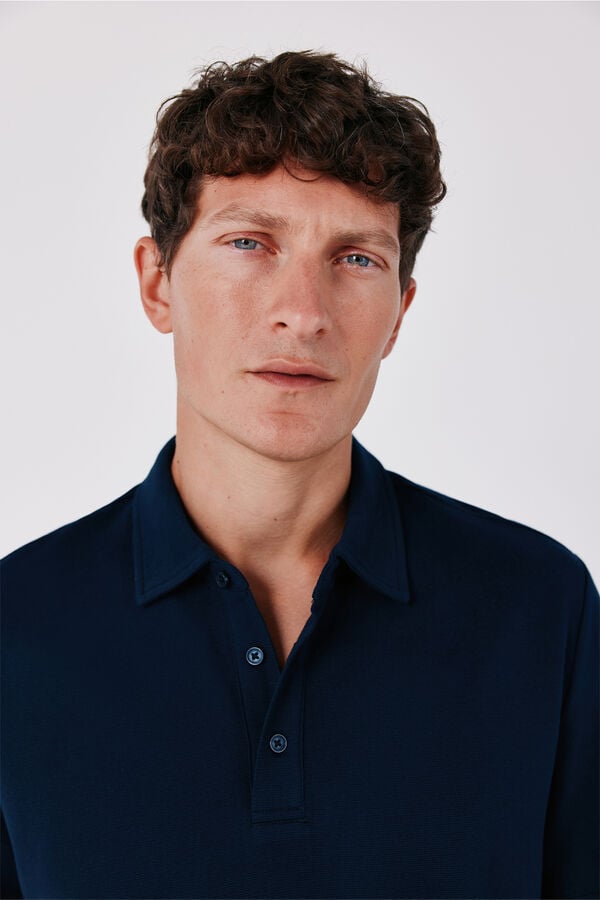 Cortefiel Ottoman structure polo shirt Navy