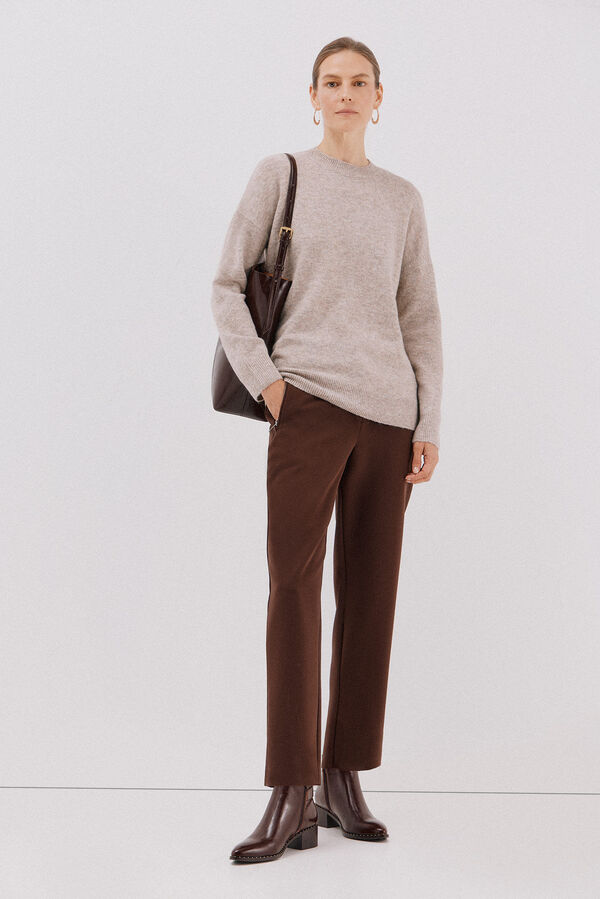 Cortefiel Zippered pants Dark brown