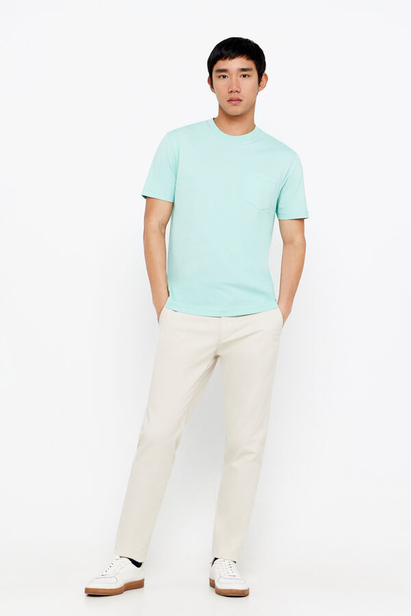 Cortefiel Basic T-shirt with pocket Green