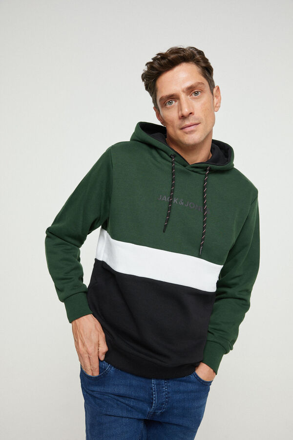 Jack & Jones Colour block hoodie Green