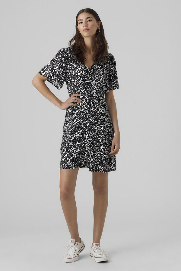 Vero Moda Vestido curto com bot&otilde;es Preto