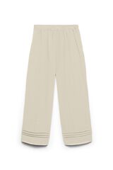 Vero Moda Pantal&oacute;n ancho con cintura el&aacute;stica Beige