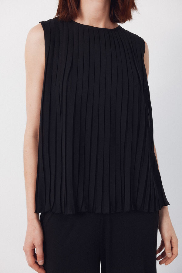 Cortefiel Blusa plissada Preto