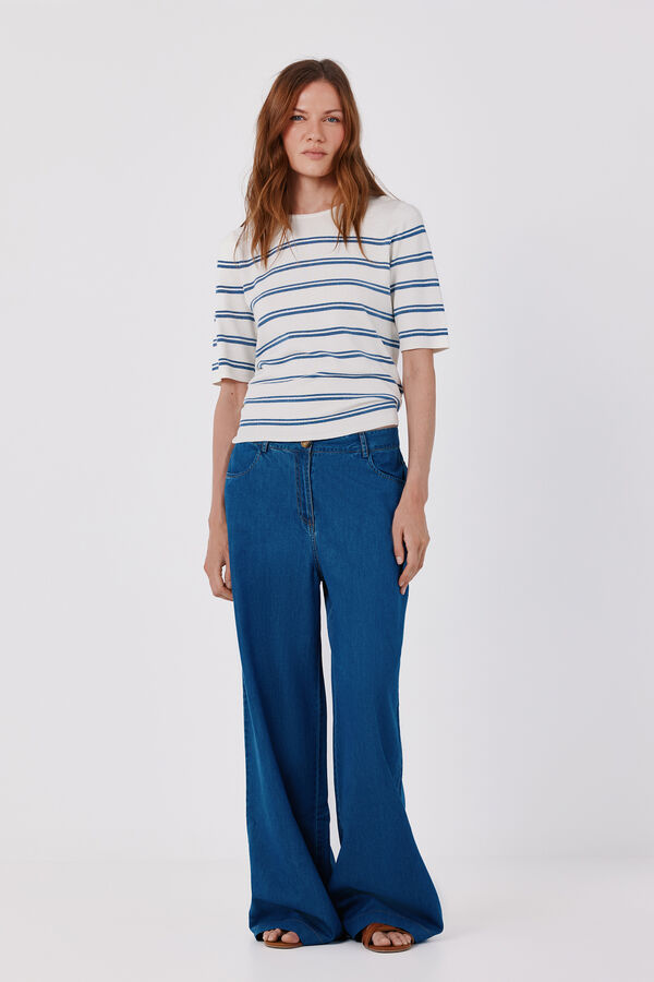 Cortefiel Short sleeve jumper Blue