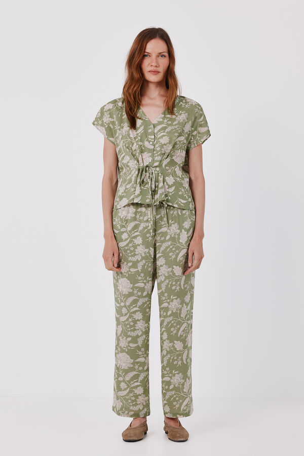 Cortefiel Cal&ccedil;a fluida estampada Verde