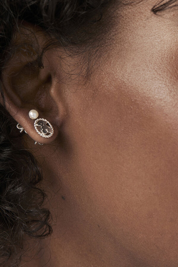 Cortefiel Camee silver earrings Grey