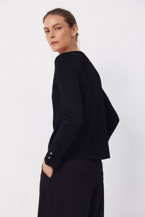Cortefiel Boat neck jumper Black