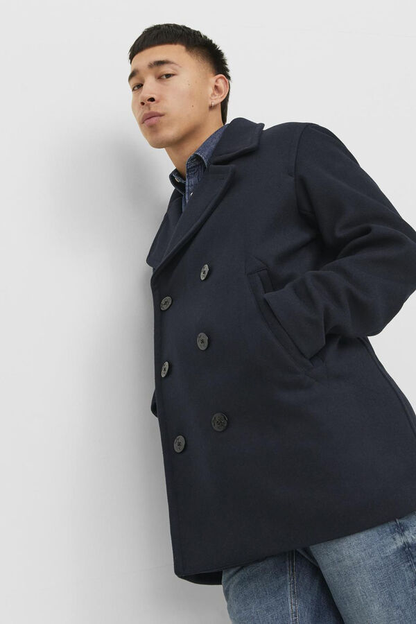 Cortefiel Short double-breasted coat Navy