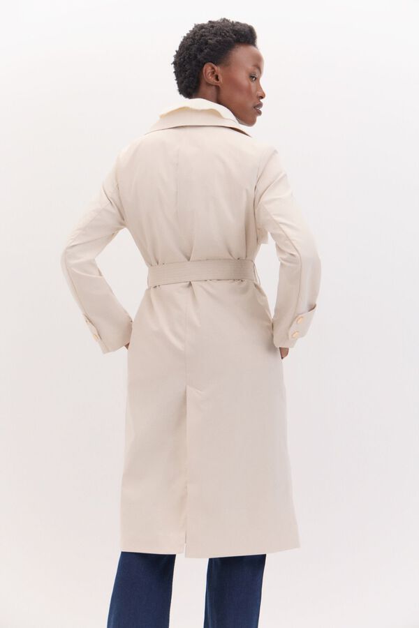 Cortefiel Long trench coat Ivory