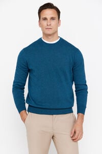 Cortefiel Jersey algodón cuello redondo básico Azul