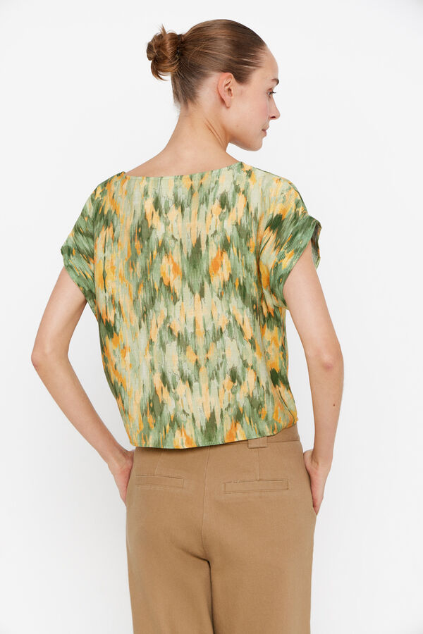 Cortefiel Short-sleeved round-neck blouse Multicolour