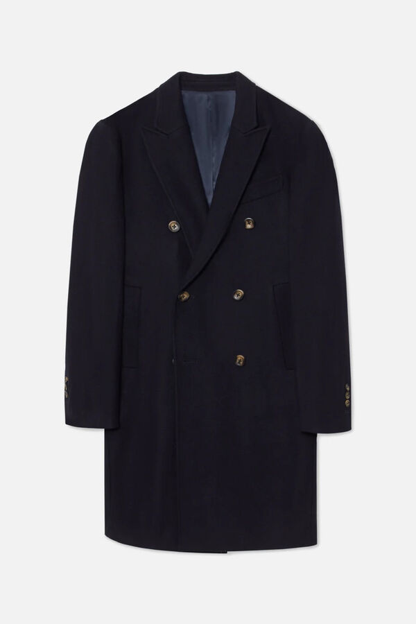 Silbon Plain navy blue plain double-breasted coat Navy