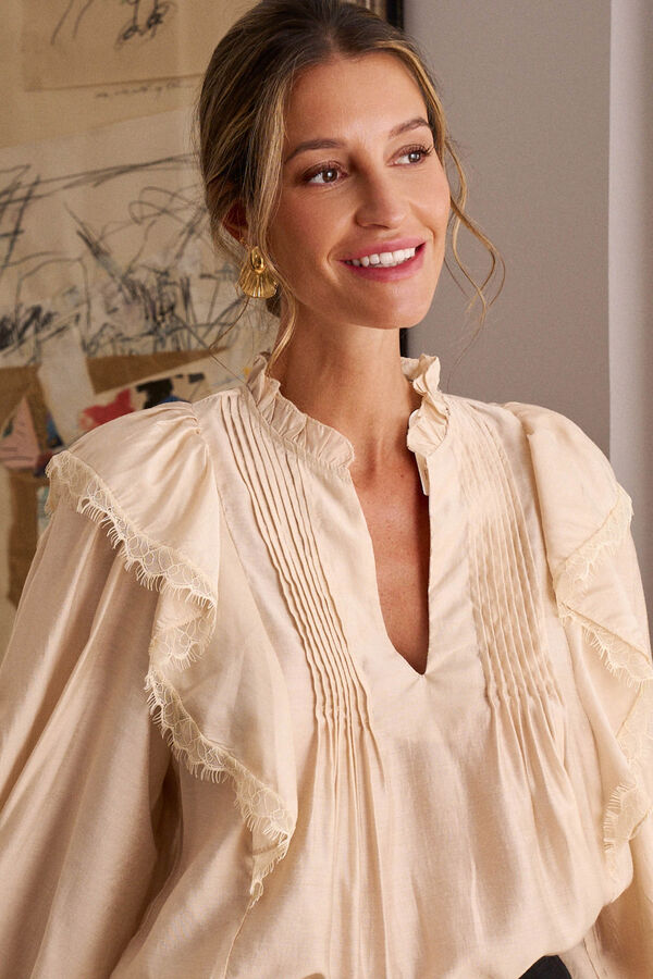 Polín Et Moi Blusa de renda Anne Tostado