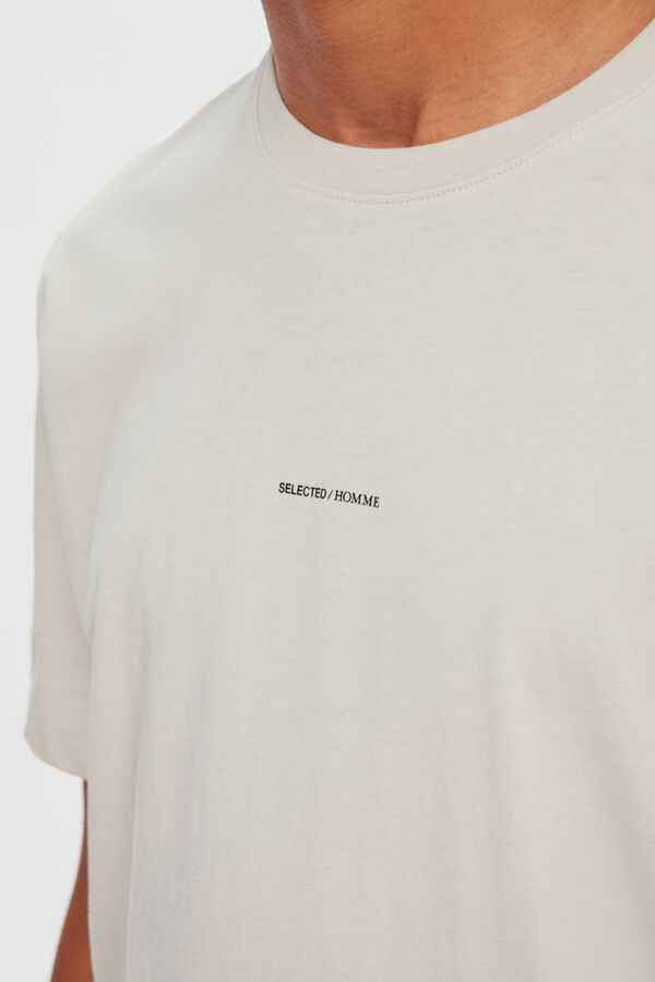 Cortefiel T-shirt de manga curta com logo em 100% algodão orgânico Cinzento