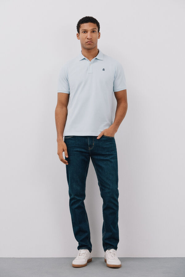 Cortefiel Basic piqué polo shirt Blue