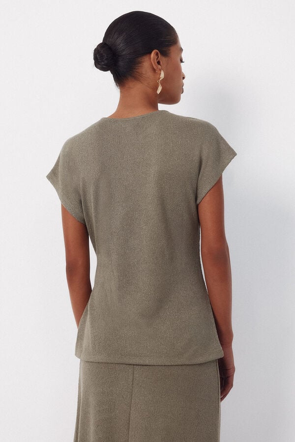 Cortefiel Rustic look knotted t-shirt Kaki