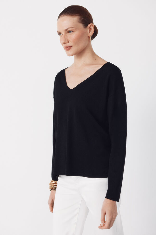 Cortefiel V-neck jumper Black