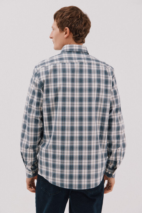Cortefiel Checked poplin shirt Navy
