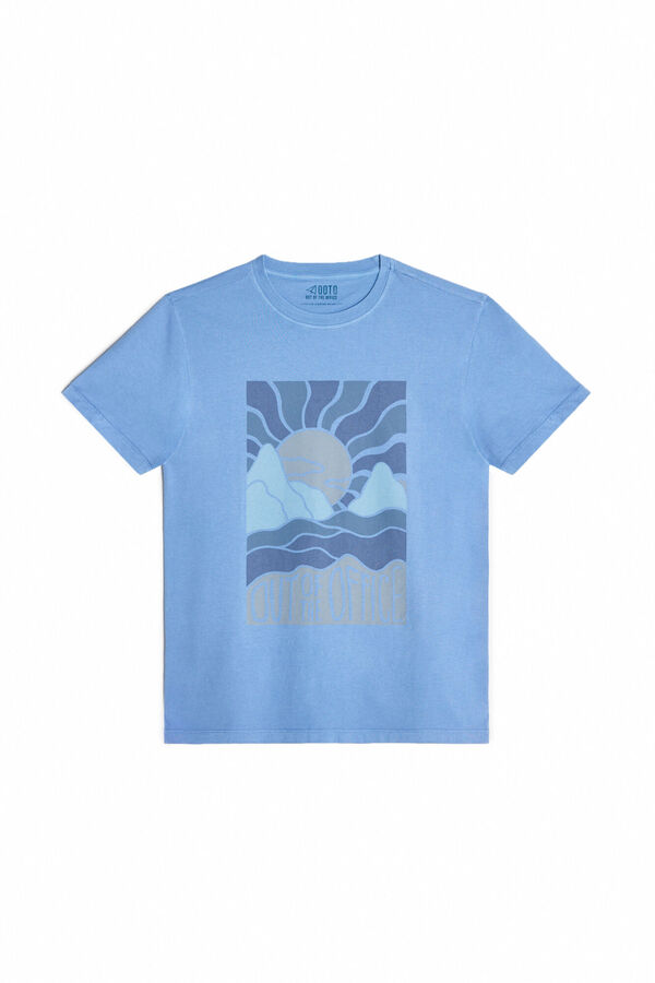 OOTO Front sunset graphic T-shirt Blue