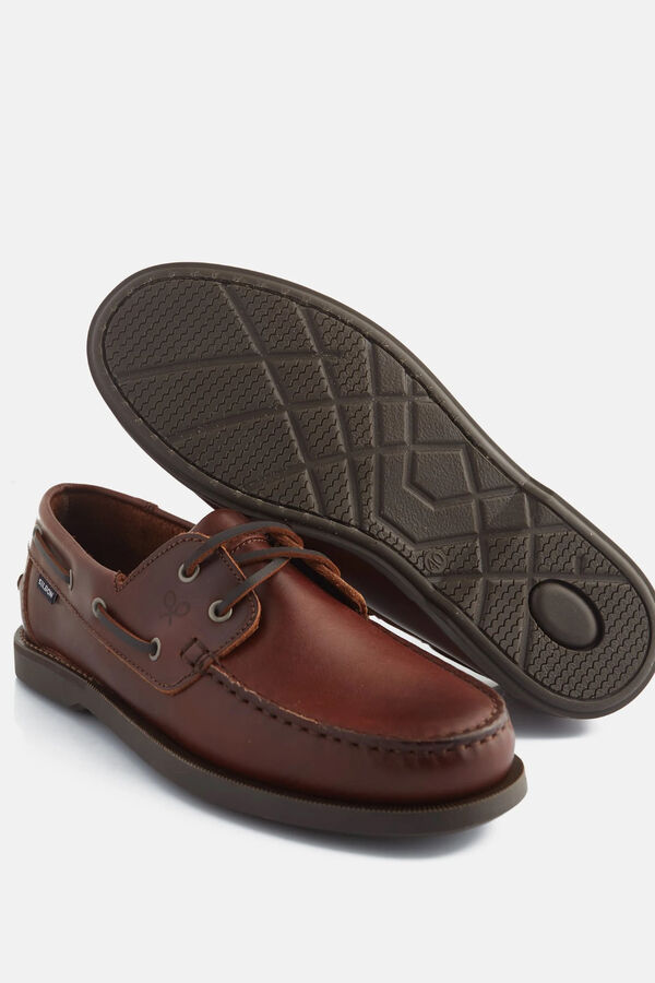 Cortefiel Leather deck shoes Brown