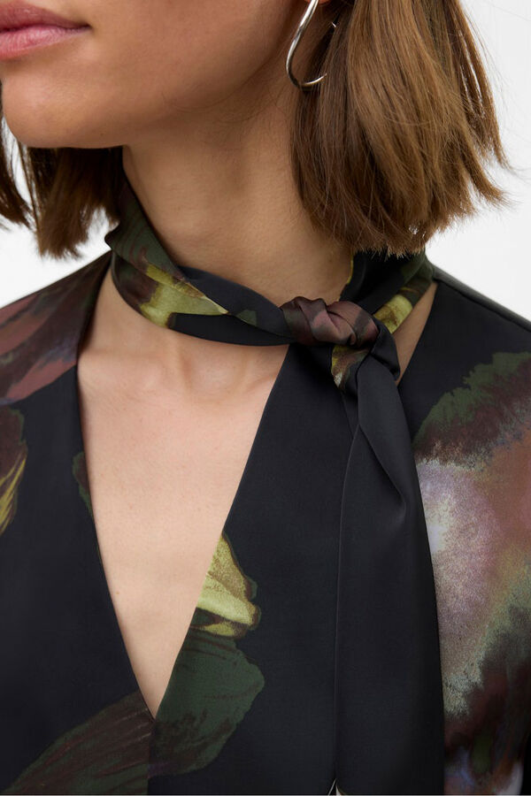 Vero Moda Camisa de manga comprida com laçada gola Preto