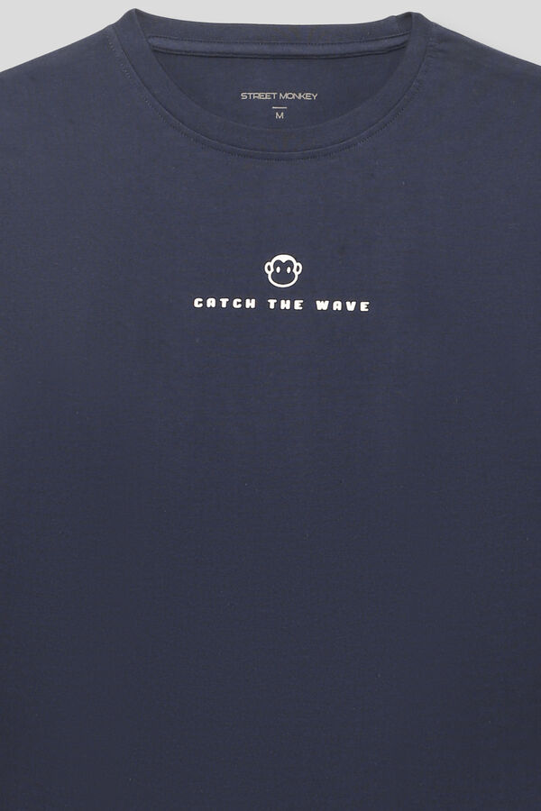 Street Monkey Camiseta manga curta da moda Azul