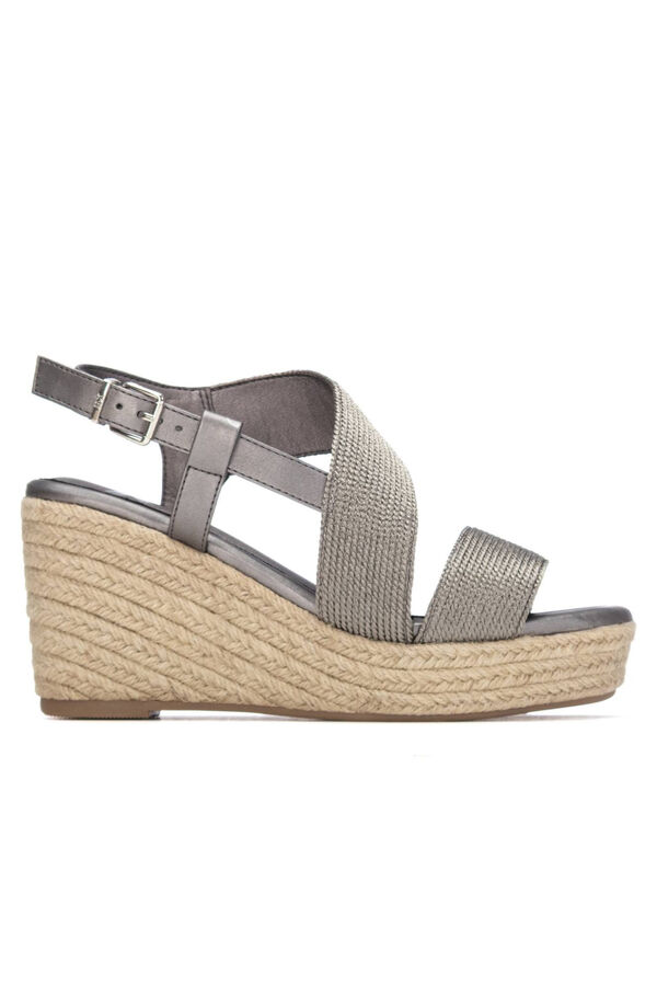 XTI Metallic jute wedge sandal Grey