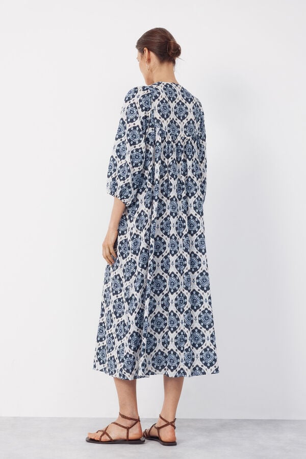 Cortefiel Long Dress Printed blue