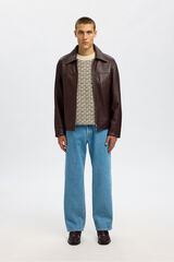 Selected Jaqueta 100% pele Castanho