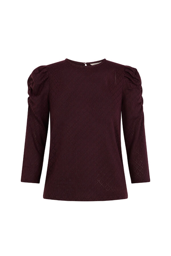 Slowlove Top estructura manga abullonada Vino