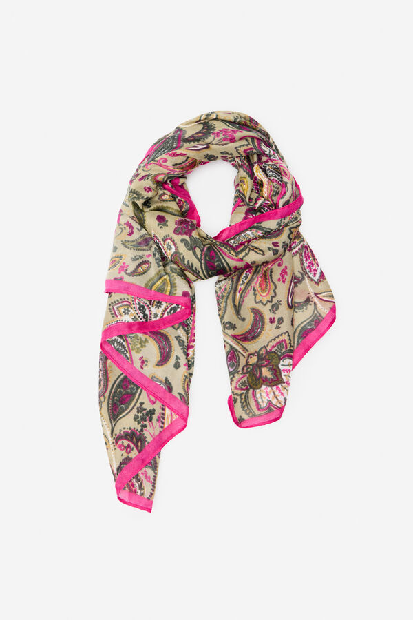 Cortefiel Geometric floral scarf Printed green