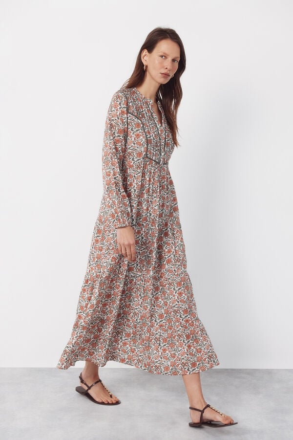 Cortefiel Fluid printed dress Printed white