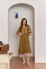 Jaase Vestido midi Mila com estampado Amalie Tostado