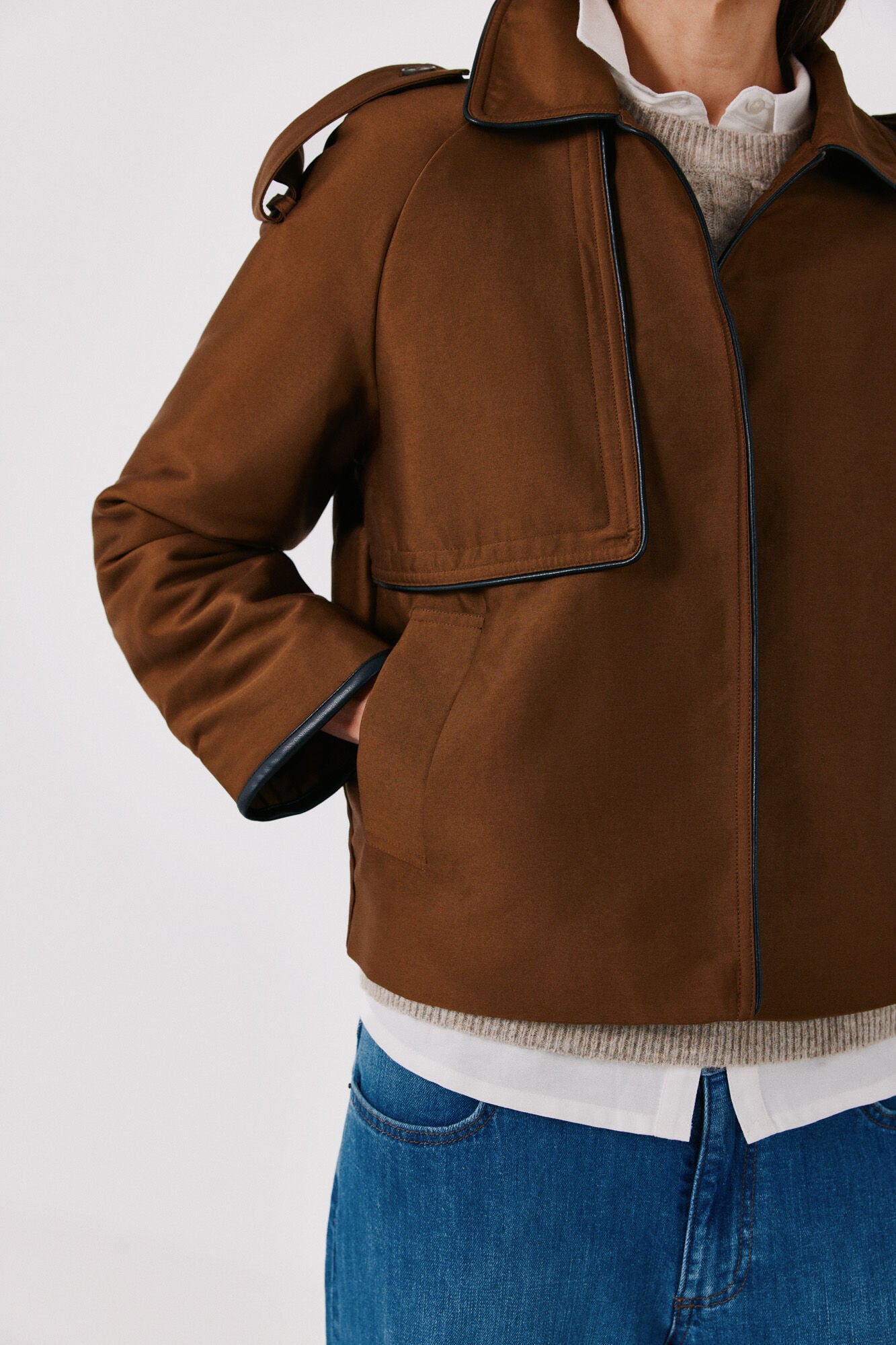 Cortefiel Satin-finish short trench