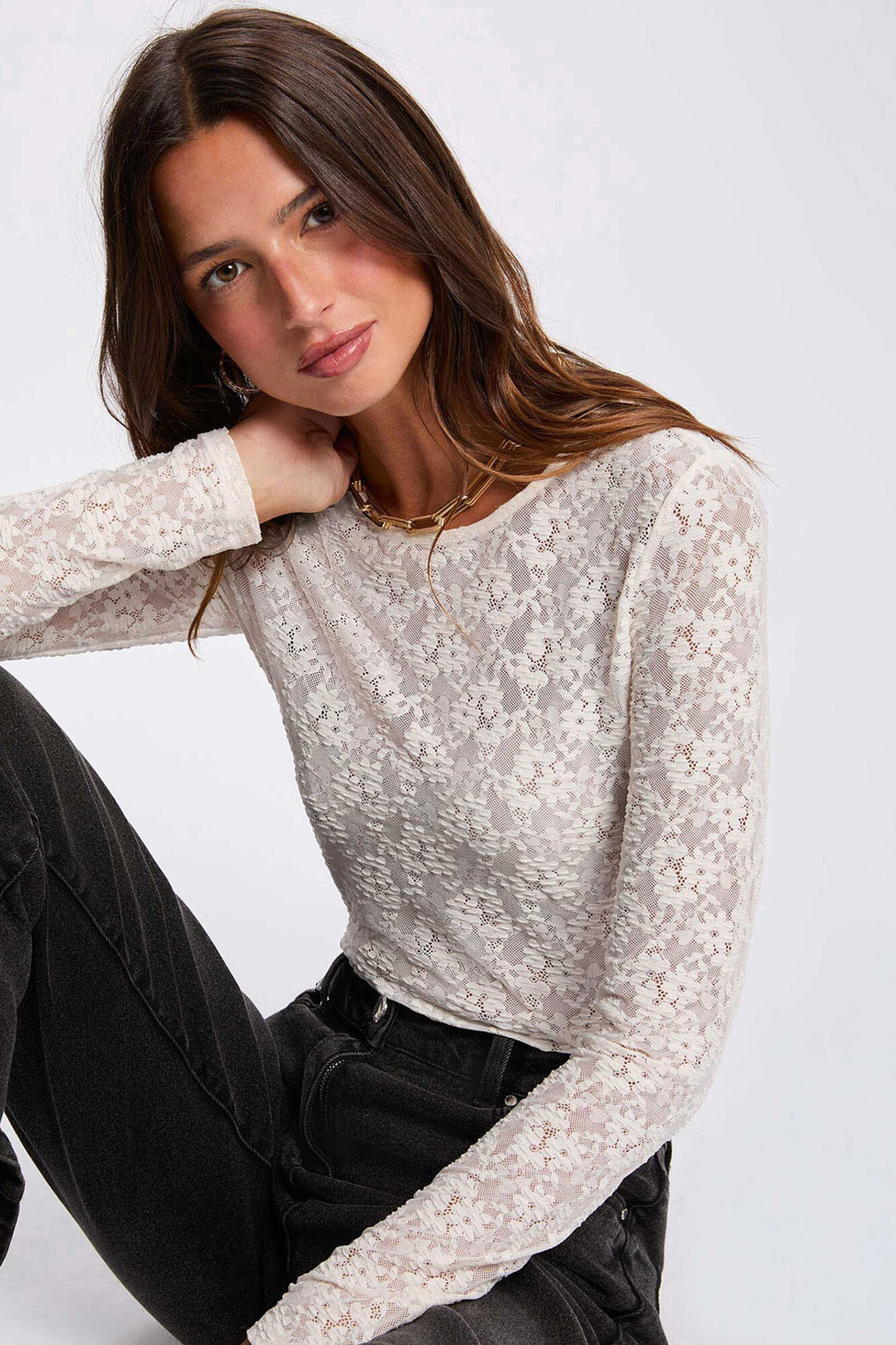 Morgan Fitted lace T-shirt