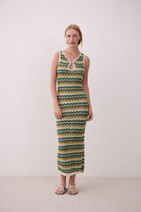 Vila Vestido midi em malha malha com lurex Verde