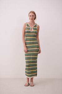 Vila Vestido midi de punto pointelle con lúrex