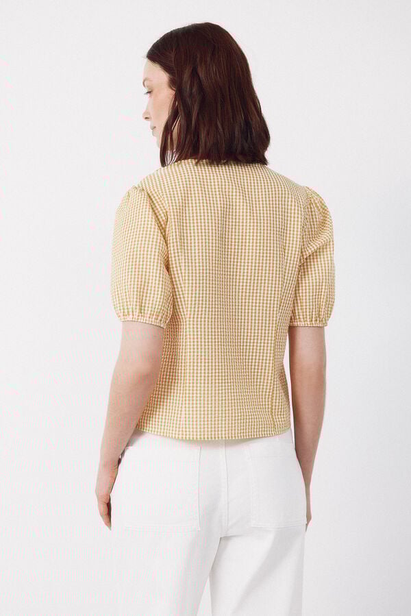 Cortefiel gingham blouse Gold