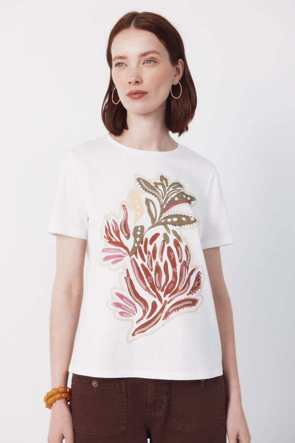 Cortefiel Printed t-shirt Printed white