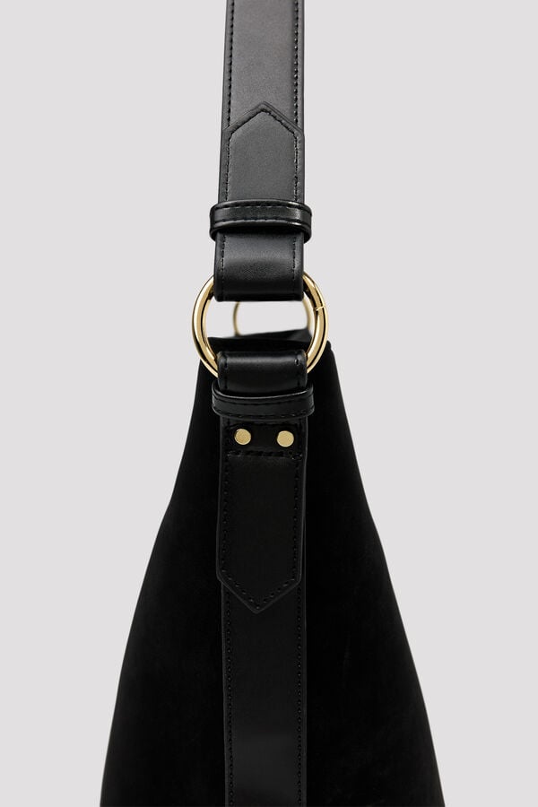 Cortefiel Bucket shoulder bag Black