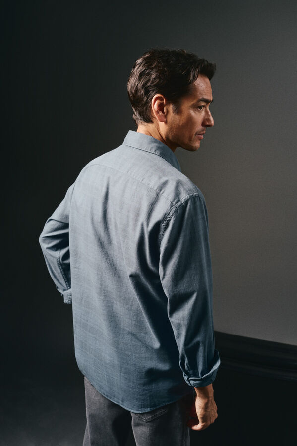 OOTO Overdyed checkered shirt Navy