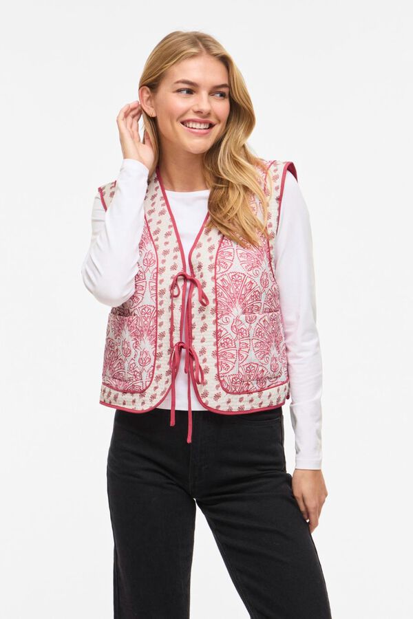 Vila Colete acolchoado estampado com la&ccedil;os Subiu