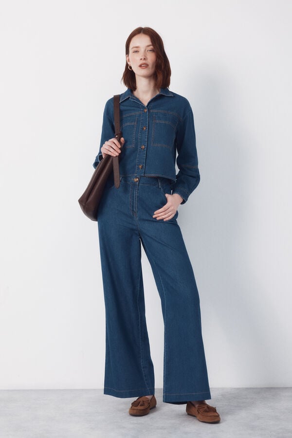 Cortefiel Camisa denim Soft Azul