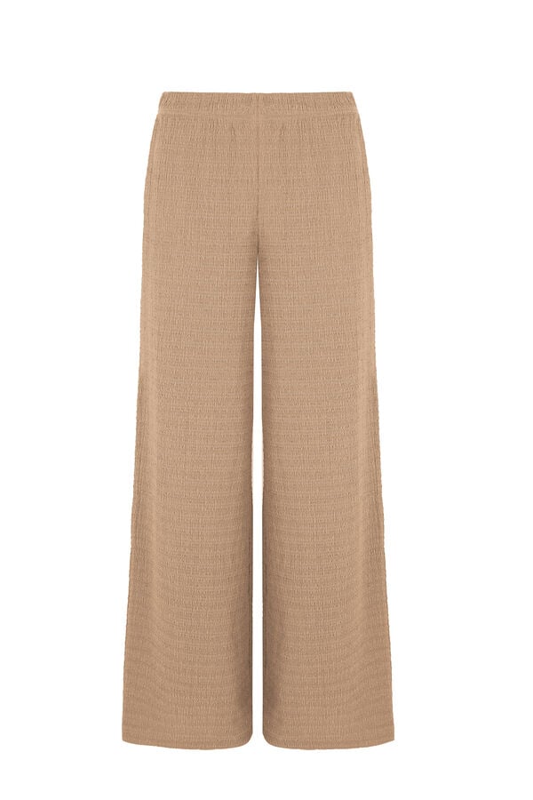 Cortefiel Wide knit trousers Yellow
