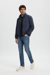 Selected Cazadora bomber de hombre lisa con cremallera Azul marino