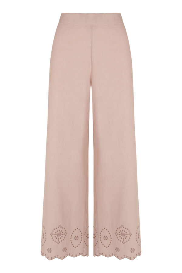 Cortefiel Embroidered trousers Ivory