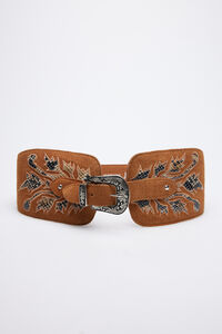Cortefiel Leather sash belt Brown