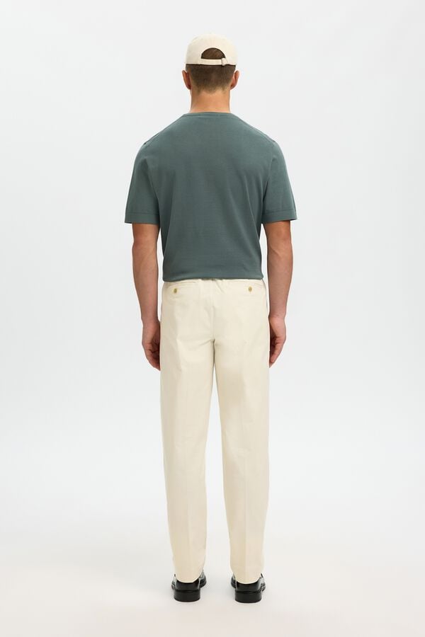 Selected Cal&ccedil;a casual com pregas Tostado