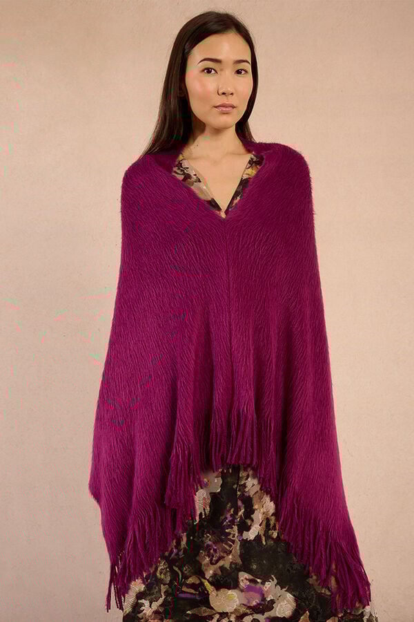 Molly Bracken Poncho assimétrico com franjas Roxo