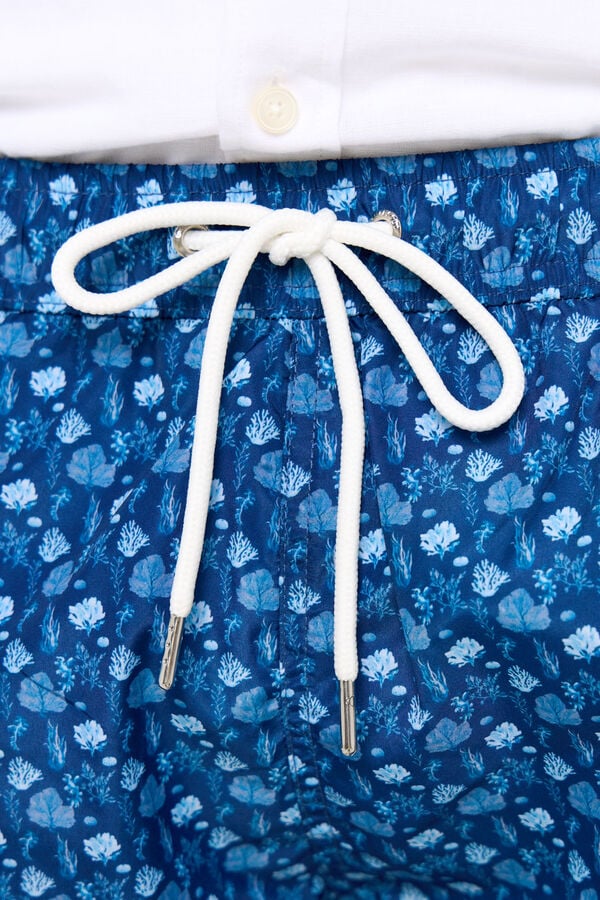 Cortefiel WWF coral print swimsuit Navy